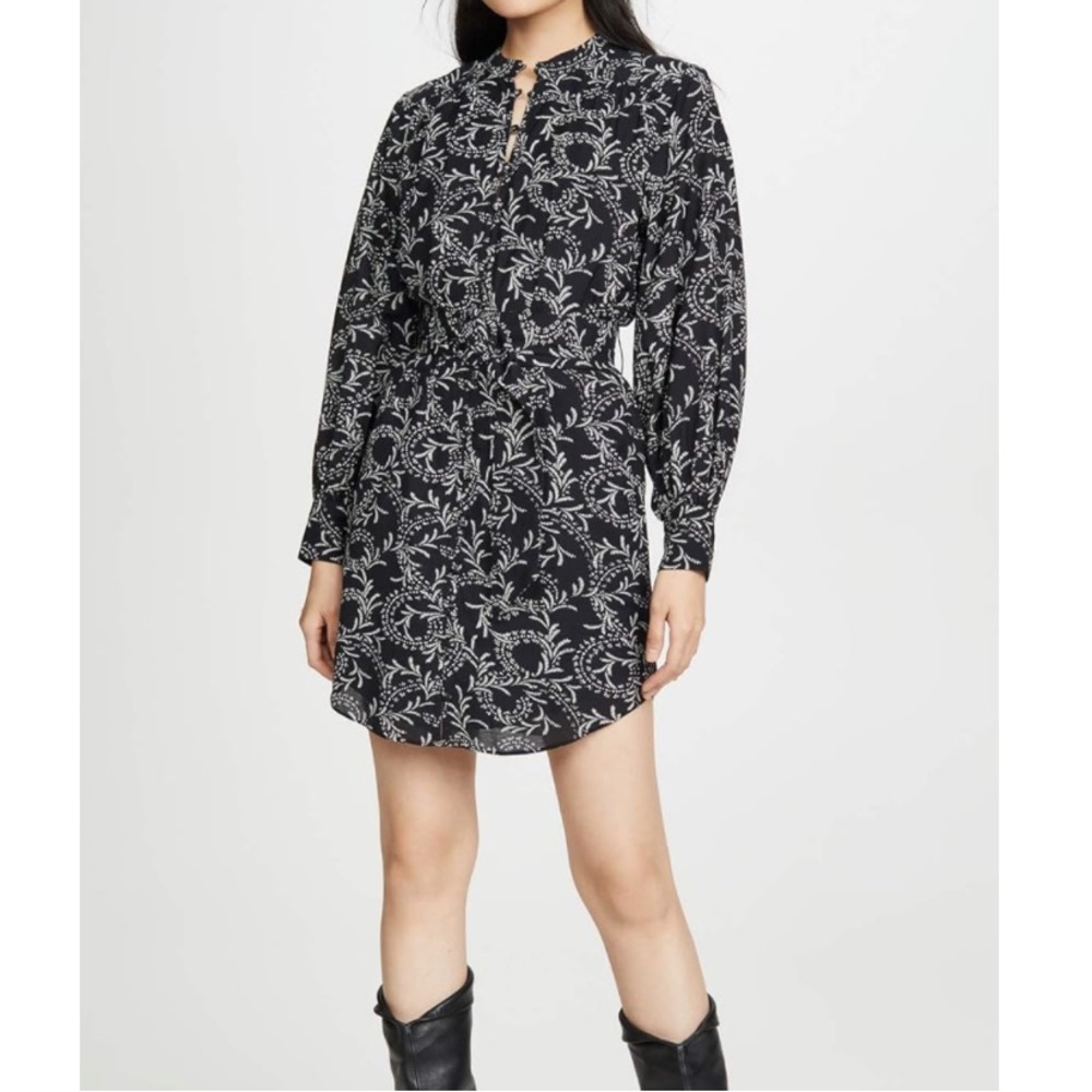 Joie Brooklynn Leaf Print Dress in Caviar. L